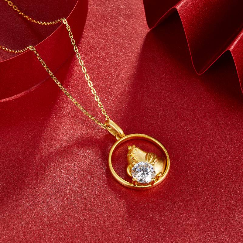 Chicken Moissanite Diamond Necklace from the Chinese Zodiac Series, 1.0 Carat